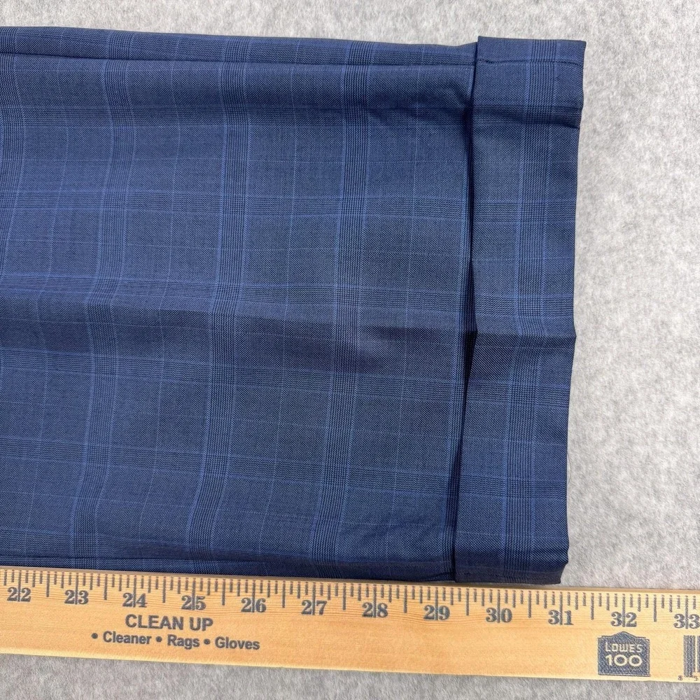 J Hilburn Dress Pants Mens 42x31 Blue Plaid‎ Vitale Barberis Wool Pleated Cuffed